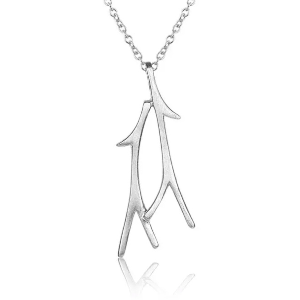 Tree branch silver necklace